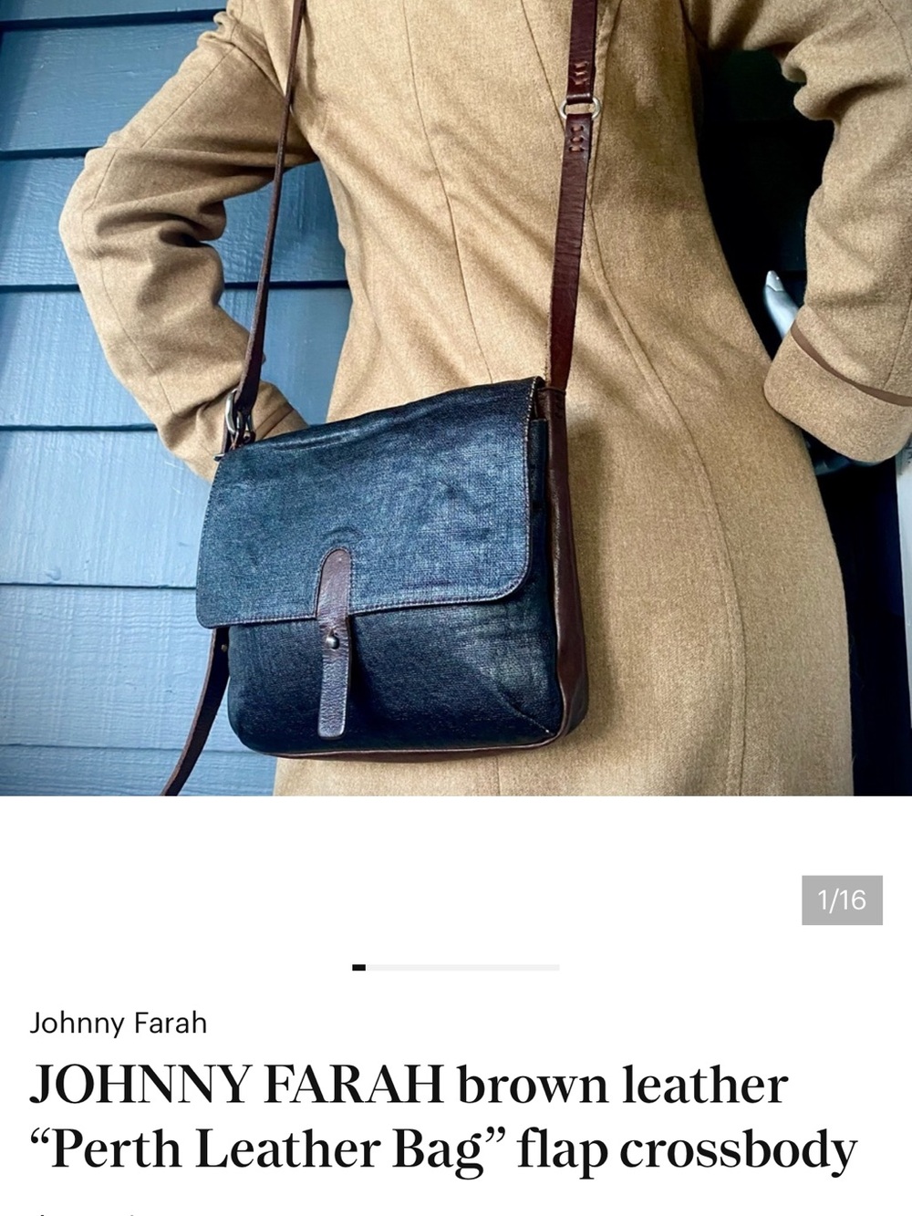 Johnny Farah Brown Leather Flap Crossbody Bag
